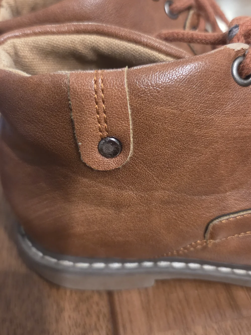 Boys Tan Leather Chukka Boots with Lace-Up Closure Size 11